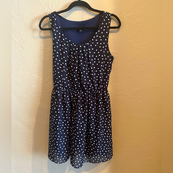 BCX Dresses Bcx Navy And White Polka Dot Sleeveless Elastic Waist